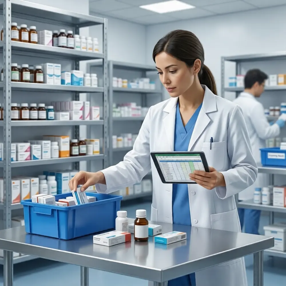 two lab technicians using a lab management software